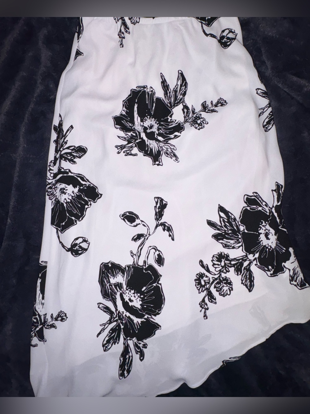 dressbarn White Skirt with Black Floral Print